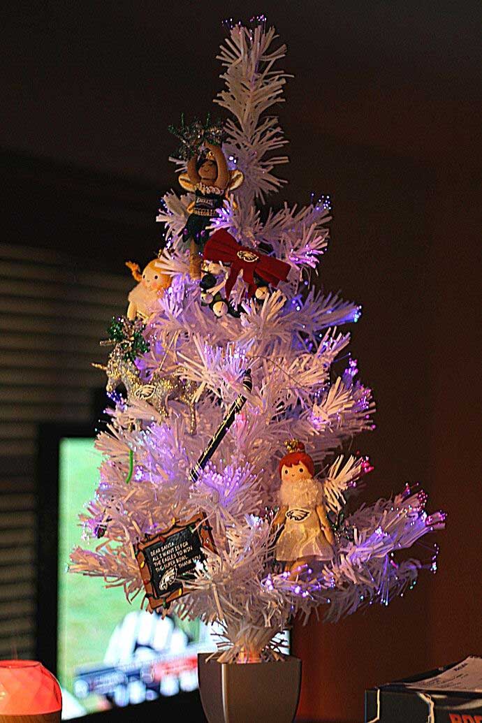 DIY Philadelphia Eagles Christmas Tree - White Fiber-Optic Tree with Eagles Ornaments