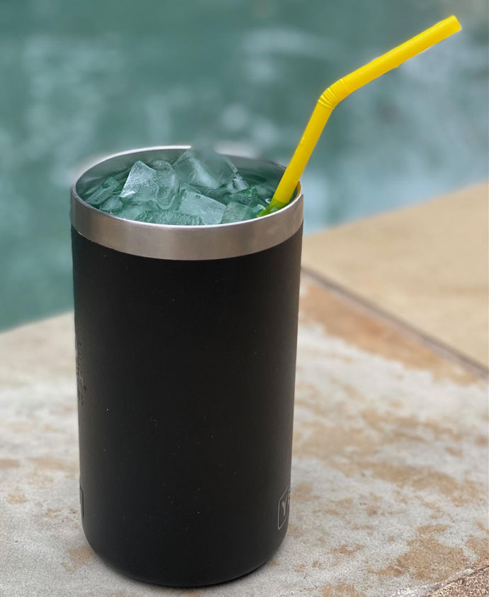 Ready Ritas in a Black Stainless Steel Yeti Tumbler with Straw
